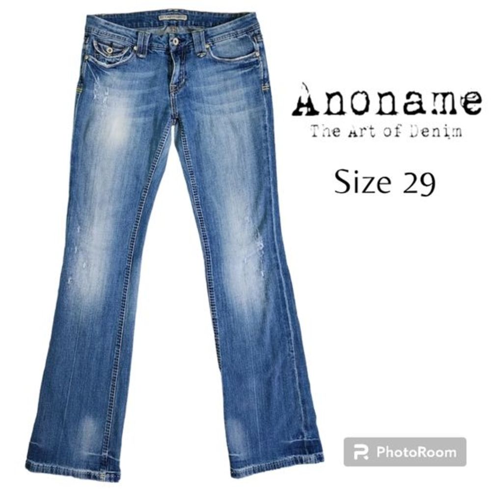 Anoname Designer Denim Light Blue Wash Distressed Jeans Womens Size 29